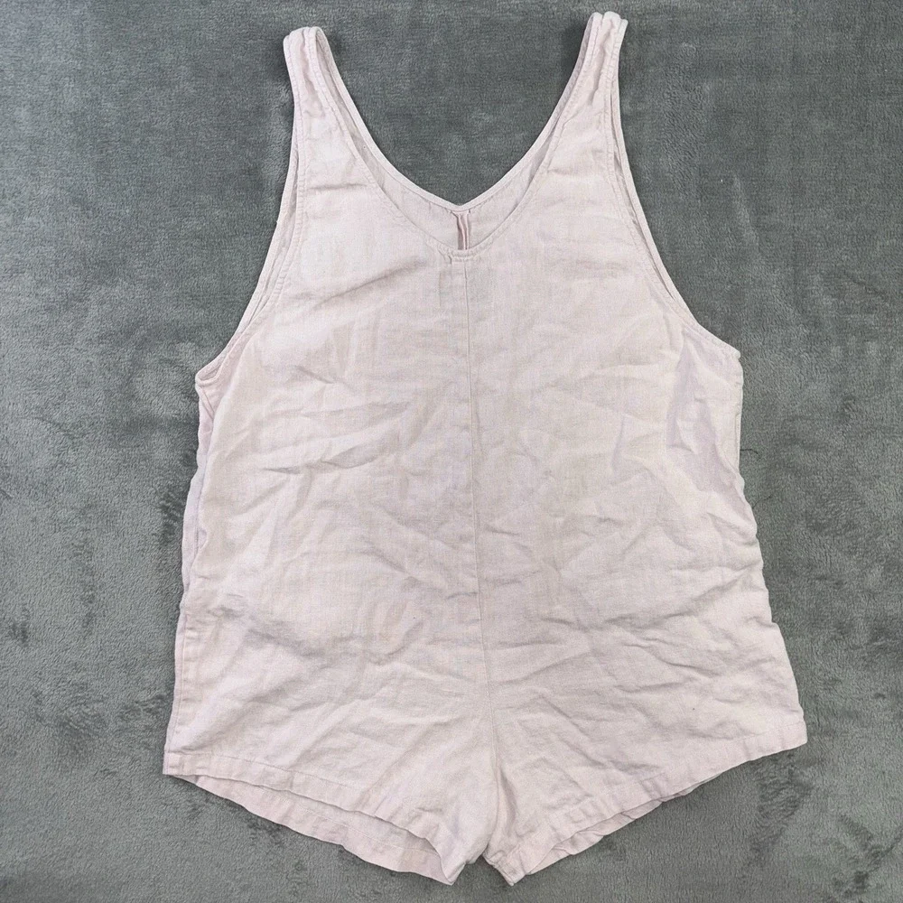Beyond Nine Jumpsuit Womens M Pink Playsuit Romper 100% Linen Pocket Made in UK - Picture 6 of 14